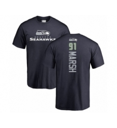 Football Seattle Seahawks #91 Cassius Marsh Navy Blue Backer T-Shirt
