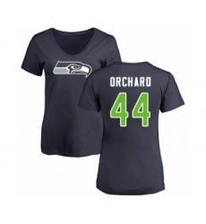 Football Women's Seattle Seahawks #44 Nate Orchard Navy Blue Name & Number Logo T-Shirt
