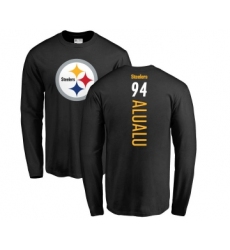 Football Pittsburgh Steelers #94 Tyson Alualu Black Backer Long Sleeve T-Shirt