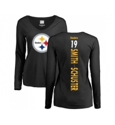 Football Women's Pittsburgh Steelers #19 JuJu Smith-Schuster Black Backer Slim Fit Long Sleeve T-Shirt