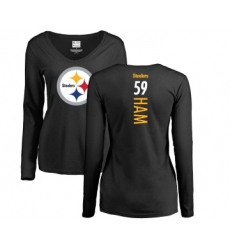 Football Women's Pittsburgh Steelers #59 Jack Ham Black Backer Slim Fit Long Sleeve T-Shirt
