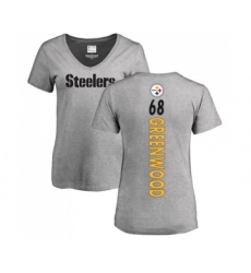 Football Women's Pittsburgh Steelers #68 L.C. Greenwood Ash Backer V-Neck T-Shirt