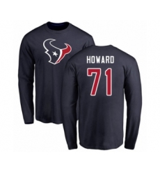 Football Houston Texans #71 Tytus Howard Navy Blue Name & Number Logo Long Sleeve T-Shirt