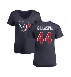 Football Women's Houston Texans #44 Cullen Gillaspia Navy Blue Name & Number Logo T-Shirt