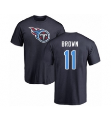 Football Tennessee Titans #11 A.J. Brown Navy Blue Name & Number Logo T-Shirt