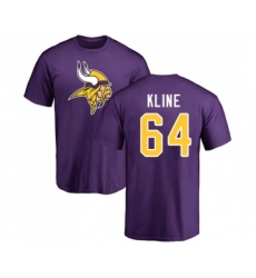 Football Minnesota Vikings #64 Josh Kline Purple Name & Number Logo T-Shirt