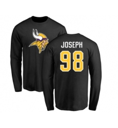 Football Minnesota Vikings #98 Linval Joseph Black Name & Number Logo Long Sleeve T-Shirt