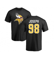 Football Minnesota Vikings #98 Linval Joseph Black Name & Number Logo T-Shirt