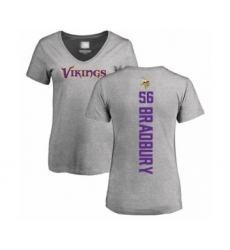 Football Women's Minnesota Vikings #56 Garrett Bradbury Ash Backer V-Neck T-Shirt