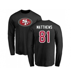Football San Francisco 49ers #81 Jordan Matthews Black Name & Number Logo Long Sleeve T-Shirt