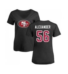 Football Women's San Francisco 49ers #56 Kwon Alexander Black Name & Number Logo T-Shirt