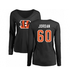 Football Women's Cincinnati Bengals #60 Michael Jordan Black Name & Number Logo Long Sleeve T-Shirt