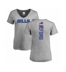Football Women's Buffalo Bills #70 Cody Ford Ash Backer V-Neck T-Shirt