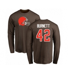 Football Cleveland Browns #42 Morgan Burnett Brown Name & Number Logo Long Sleeve T-Shirt
