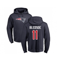 Football New England Patriots #11 Drew Bledsoe Navy Blue Name & Number Logo Pullover Hoodie