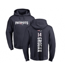 Football New England Patriots #14 Steve Grogan Navy Blue Backer Pullover Hoodie