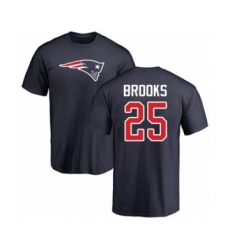 Football New England Patriots #25 Terrence Brooks Navy Blue Name & Number Logo T-Shirt