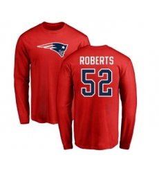 Football New England Patriots #52 Elandon Roberts Red Name & Number Logo Long Sleeve T-Shirt