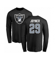 Football Oakland Raiders #29 Lamarcus Joyner Black Name & Number Logo Long Sleeve T-Shirt