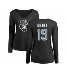 Football Women's Oakland Raiders #19 Ryan Grant Black Name & Number Logo Long Sleeve T-Shirt