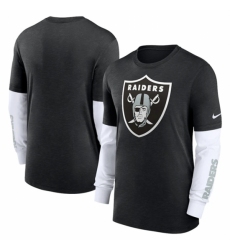 Men's Las Vegas Raiders Heather Black Slub Fashion Long Sleeve T Shirt