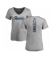 Football Women's Los Angeles Rams #71 Bobby Evans Ash Backer V-Neck T-Shirt
