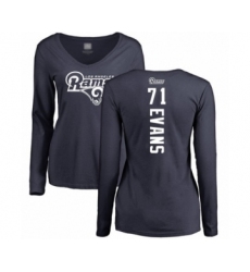 Football Women's Los Angeles Rams #71 Bobby Evans Navy Blue Backer Slim Fit Long Sleeve T-Shirt