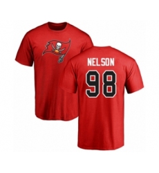 Football Tampa Bay Buccaneers #98 Anthony Nelson Red Name & Number Logo T-Shirt