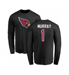 Football Arizona Cardinals #1 Kyler Murray Black Name & Number Logo Long Sleeve T-Shirt