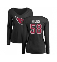 Football Women's Arizona Cardinals #58 Jordan Hicks Black Name & Number Logo Long Sleeve T-Shirt