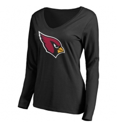 NFL Women Arizona Cardinals Black Primary Team Logo Slim Fit Long Sleeve T-Shirt