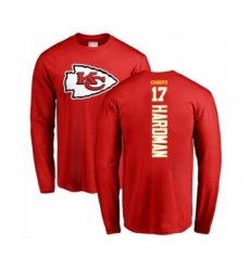Football Kansas City Chiefs #17 Mecole Hardman Red Backer Long Sleeve T-Shirt