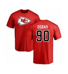Football Kansas City Chiefs #90 Emmanuel Ogbah Red Name & Number Logo T-Shirt