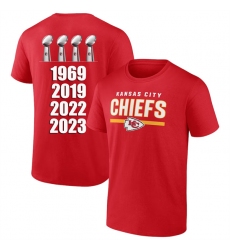 Men's Kansas City Chiefs 4 Champions Red 2024 Fan Limited T-Shirt