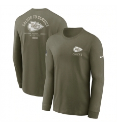Men's Kansas City Chiefs Olive 2025 Salute to Service Sideline Long Sleeve T-Shirt