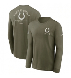 Men's Indianapolis Colts Olive 2025 Salute to Service Sideline Long Sleeve T-Shirt