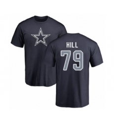 Football Dallas Cowboys #79 Trysten Hill Navy Blue Name & Number Logo T-Shirt