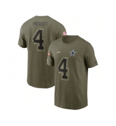 Men's Dallas Cowboys #4 Dak Prescott 2022 Olive Salute to Service T-Shirt