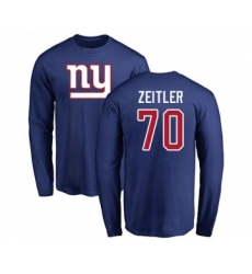 Football New York Giants #70 Kevin Zeitler Royal Blue Name & Number Logo Long Sleeve T-Shirt