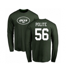 Football New York Jets #56 Jachai Polite Green Name & Number Logo Long Sleeve T-Shirt