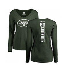 Football Women's New York Jets #80 Jamison Crowder Green Backer Long Sleeve T-Shirt