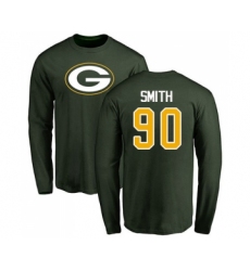 Football Green Bay Packers #90 Za'Darius Smith Green Name & Number Logo Long Sleeve T-Shirt