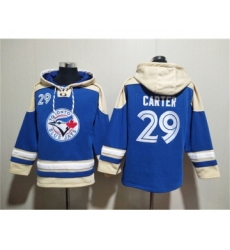 Men's Toronto Blue Jays #29 Joe Carter Royal Ageless Must-Have Lace-Up Pullover Hoodie