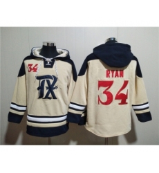 Men's Texas Rangers #34 Nolan Ryan Cream Ageless Must-Have Lace-Up Pullover Hoodie