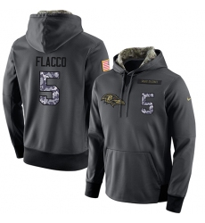 NFL Men's Nike Baltimore Ravens #5 Joe Flacco Stitched Black Anthracite Salute to Service Player Performance Hoodie