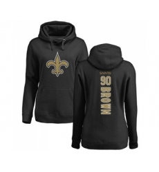 Football Women's New Orleans Saints #90 Malcom Brown Black Backer Pullover Hoodie