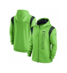 Men's Seattle Seahawks 2021 Neon Green Sideline Team Performance Full-Zip Hoodie