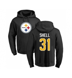 Football Pittsburgh Steelers #31 Donnie Shell Black Name & Number Logo Pullover Hoodie
