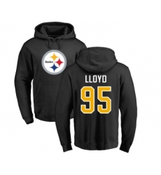 Football Pittsburgh Steelers #95 Greg Lloyd Black Name & Number Logo Pullover Hoodie