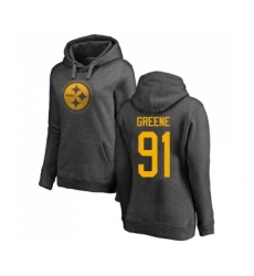 Football Women's Pittsburgh Steelers #91 Kevin Greene Ash One Color Pullover Hoodie